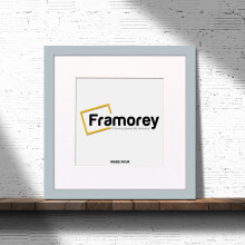 (Light Grey with White Mount, 13x13 Pic (15x15 Frame)) Square Size Light Grey Picture Frame Photo Frames With Multicolored Mount Flat Wooden Poster Frames