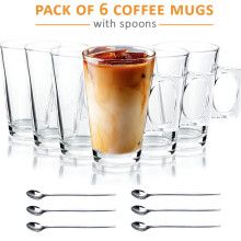 6 Pack 240ML Glass Coffee Cups