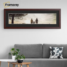 (Mahogany With Black Mount, 17x11" Pic (21x15" Frame)) Panoramic Size Mahogany Picture Frame Photo Frames With Multicolored Mounts Wall Hanging Frame