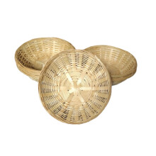 Set of 6 Round Natural Bamboo Wicker Baskets - 20 cm Diameter, 6 cm Deep - Versatile Storage & Snack Bowls