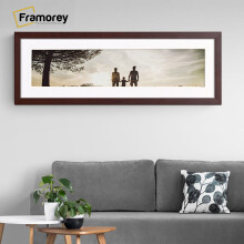 (Mahogany With White Mount, 26x8" Pic (30x12" Frame)) Panoramic Size Mahogany Picture Frame Photo Frames With Multicolored Mounts Wall Hanging Frame