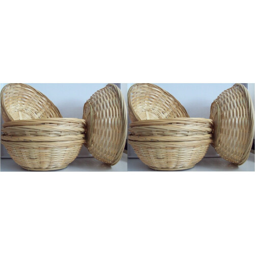 12 Round Wicker Bread Basket Small Woven Bamboo  Basket Storage Bowl 2