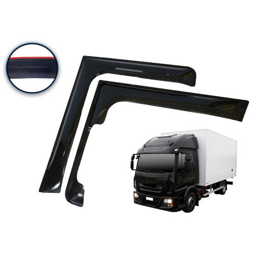 2X Wind Rain Sun Smoke Deflectors Black L Shape For Iveco Euro Cargo 02-08 2