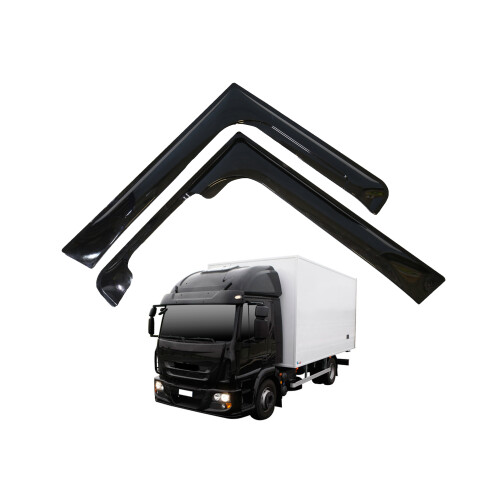 2X Wind Rain Sun Smoke Deflectors Black L Shape For Iveco Euro Cargo 02-08 1
