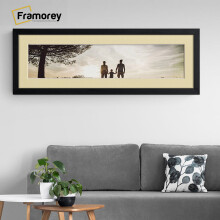 (Black With Ivory Mount, 22x9" Pic (26x13" Frame)) Panoramic Size Ash Black Picture Frame Photo Frames With Multicolored Mounts Wall Hanging Frame