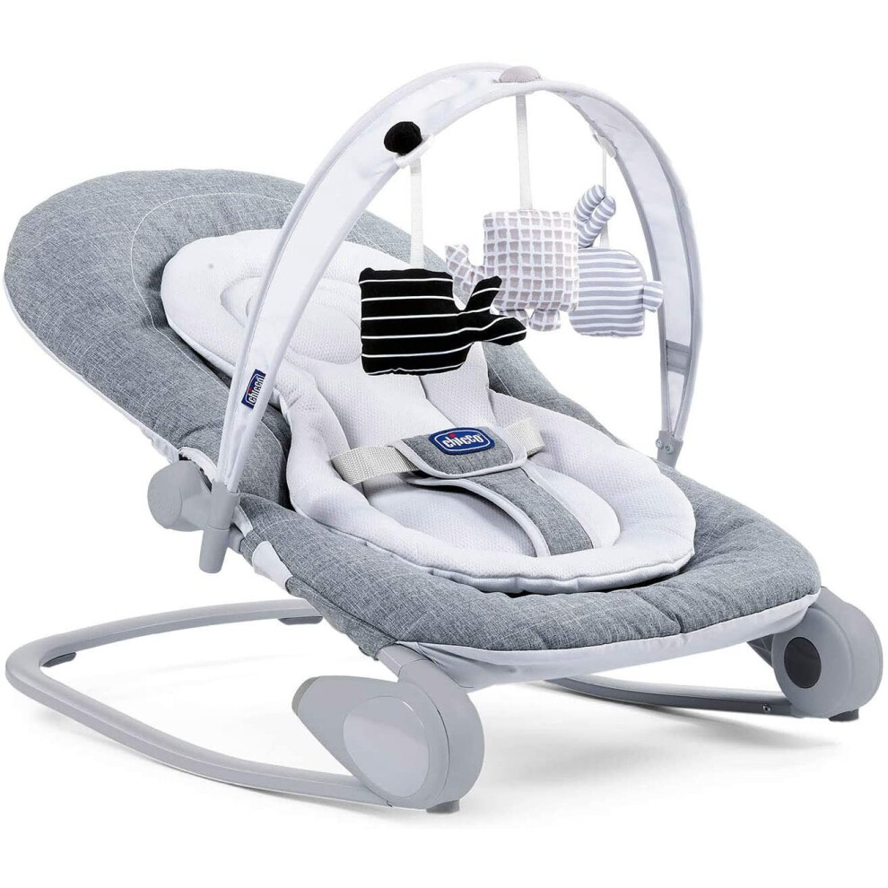 Chicco Hoopla Baby Bouncer Chair from Birth to 18 kg for Newborn or Baby Rocker and Baby Seat with Play Bar Adjustable Backrest and Reducer Cushion