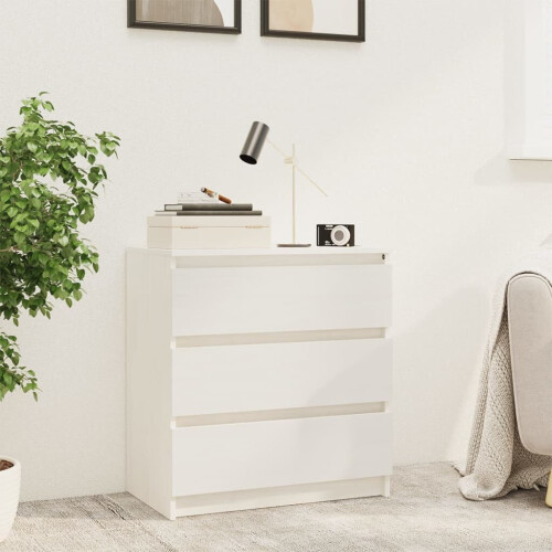 VidaXL vidaXL Solid Pinewood Bedside Cabinet White Nightstand Couch Drawer Cabinet