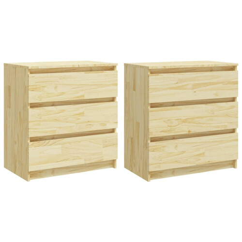 VidaXL vidaXL 2x Solid Pinewood Bedside Cabinets Nightstand Drawer Storage Cabinet 1