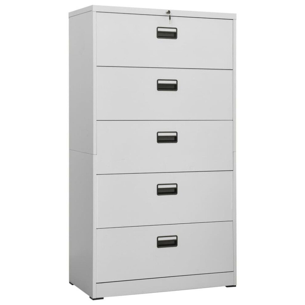 vidaXL Filing Cabinet Light Grey Steel Office File Storage Cabinet Lockable