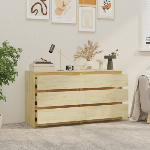 VidaXL vidaXL 2x Solid Pinewood Bedside Cabinets Nightstand Drawer Storage Cabinet 2