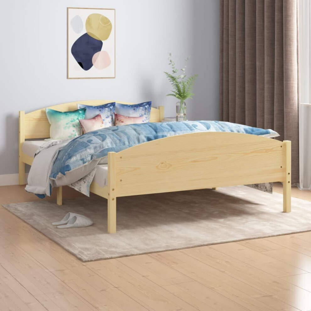 vidaXL Solid Pine Wood Bed Frame 140x200 Cm Bedroom Furniture Wooden Bed Base