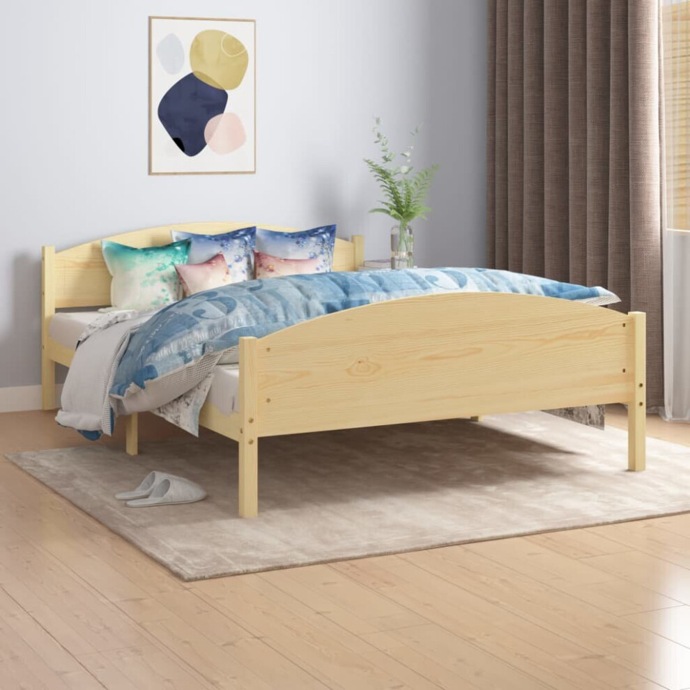 vidaXL Solid Pine Wood Bed Frame 160x200 cm Bedroom Furniture Wooden Bed Base