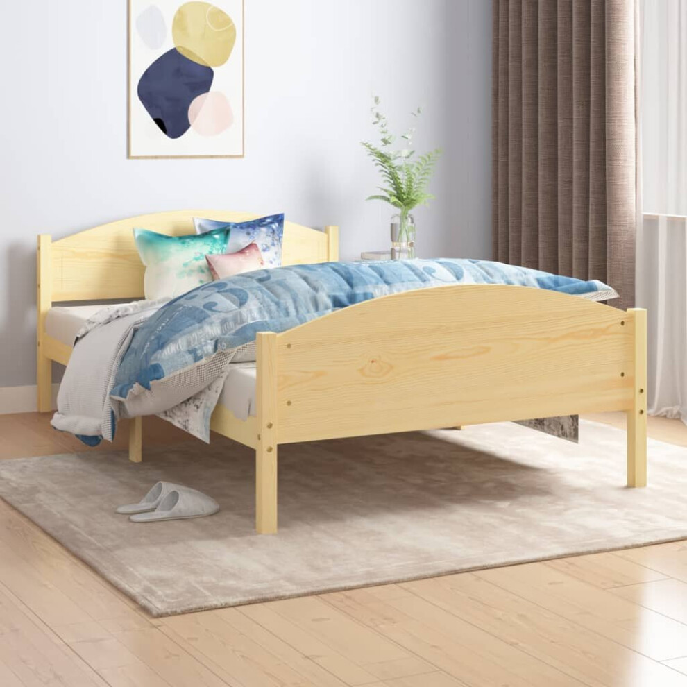 vidaXL Solid Pine Wood Bed Frame 120x200 cm Bedroom Furniture Wooden Bed Base