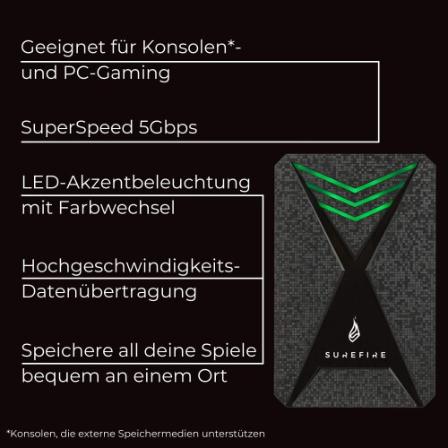 SSD - SureFire - Gaming - 1 To - USB 3.2 - Illuminazione LED multicolore 1