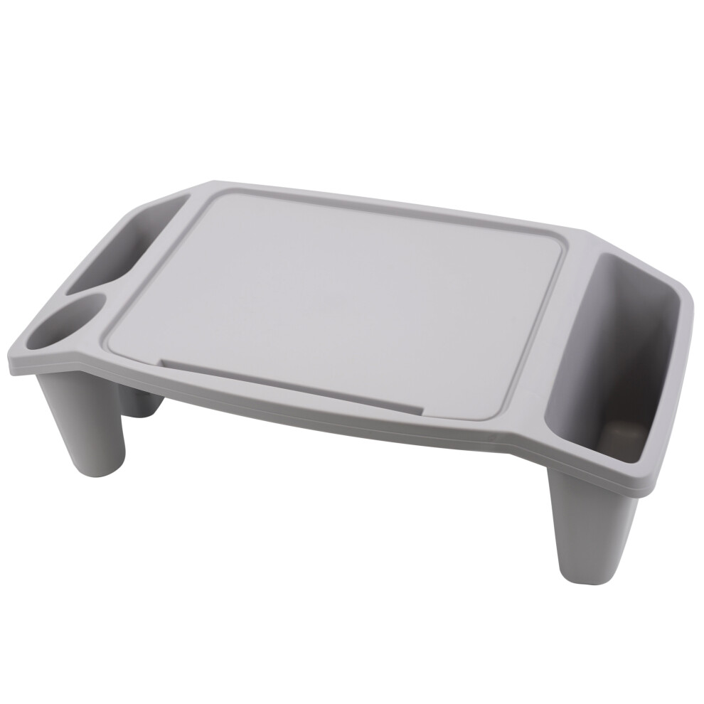 GEEZY Portable Lap Tray Table with Storage Pockets for Bed & Sofa, Grey | Lightweight lap tray creates an instant desk for beds or sofas. Deep side pockets hold drinks, pens, and snacks. - Image 3