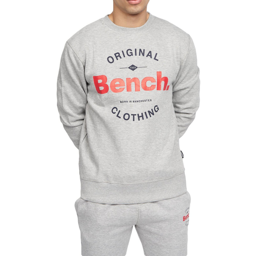 (Grey-Trimpton, S) Mens Sweatshirt Fleece Pullover Crew Neck Jumper