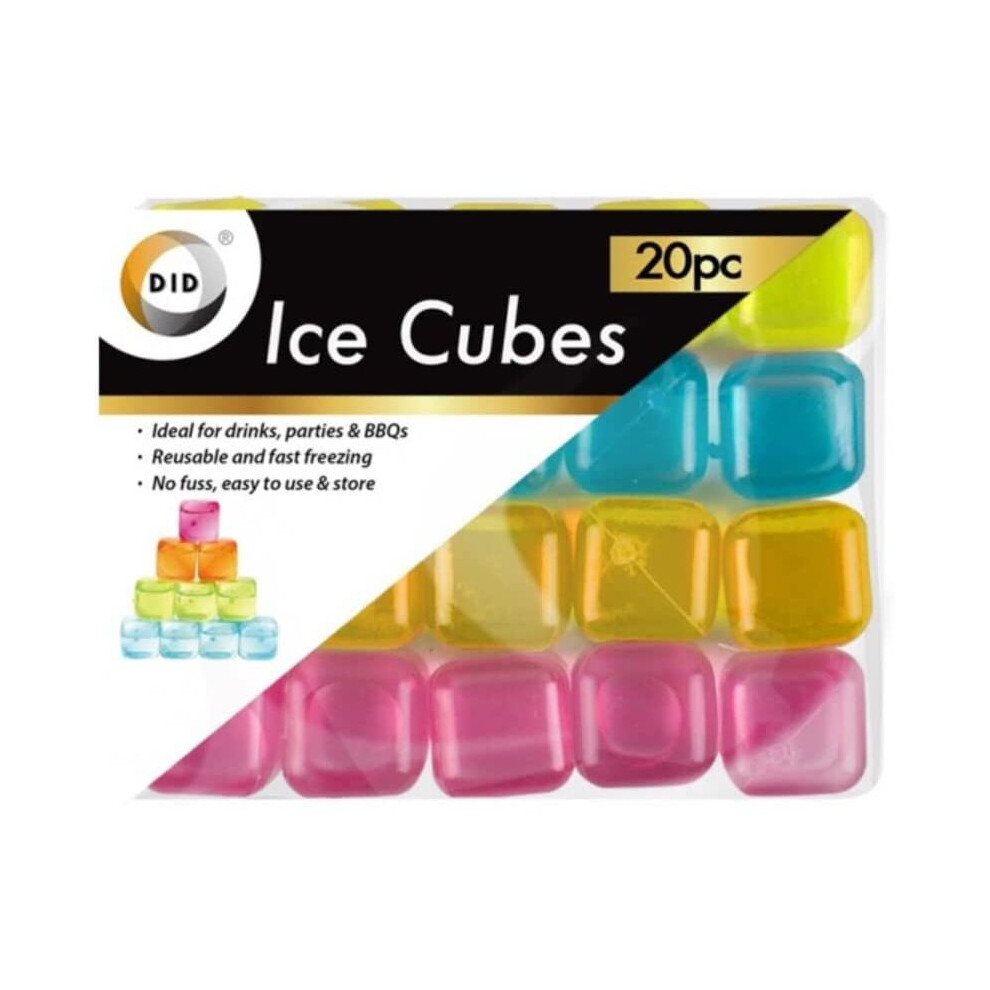 Primes-Diy Primes Diy 20Pc Ice Cubes Plastic Frozen Cold Drink Freezer Chilled Reusable Ice Cubes Assorted Multicolour Reusable Pieces