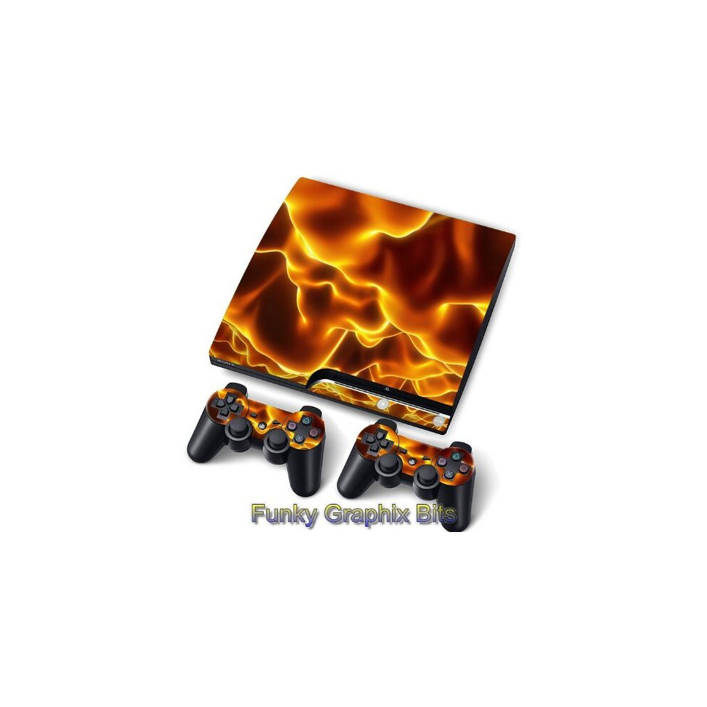 (Flame) Ps3 Slim Pvc Skin Stickers For Console+Controllers 5060322872230