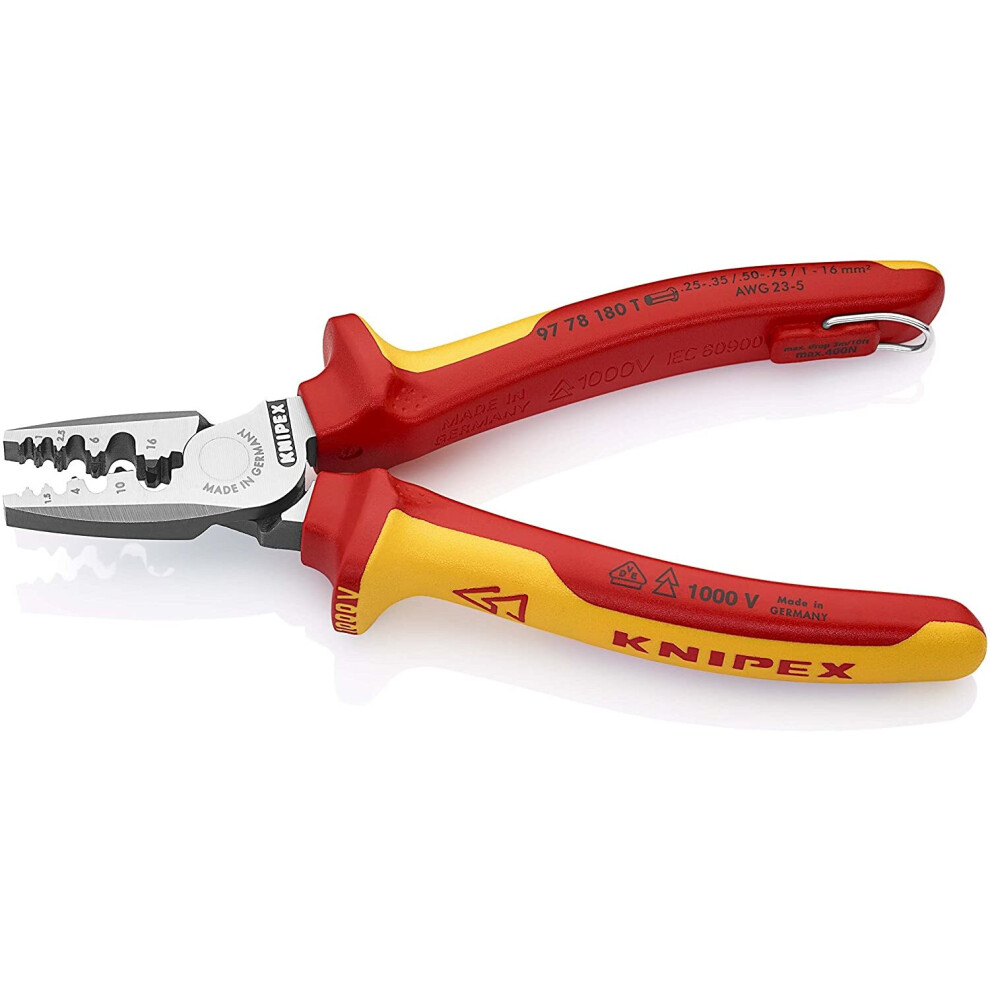 KNIPEX Crimping Pliers For Wire Ferrules 1000V-insulated (180 mm) 97 78 180 T