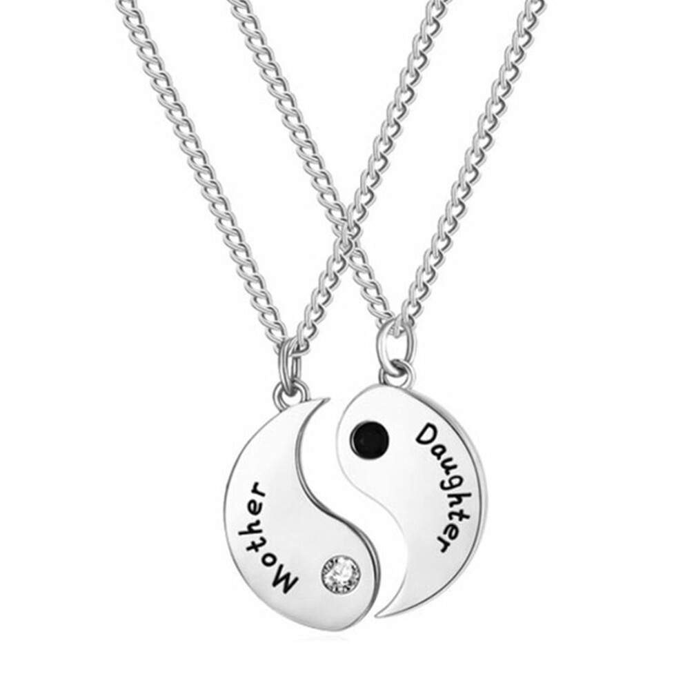 (Silver) Mother and Daughter Necklace Set