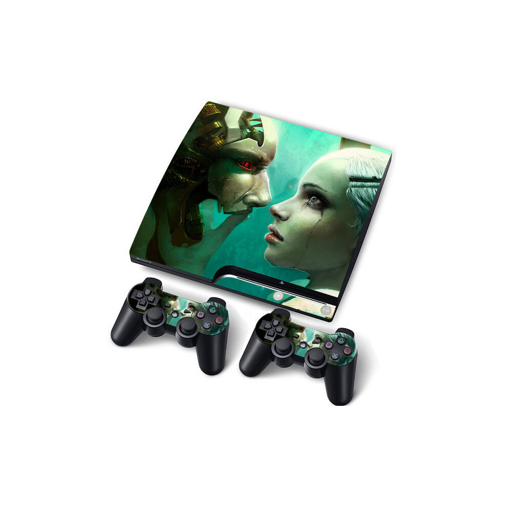 (Robot Eyes) Ps3 Slim Pvc Skin Stickers For Console+Controllers Red 5056543415318