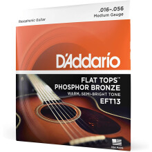 D'Addario Guitar Strings - Acoustic Guitar Strings - Flat Tops Phosphor Bronze - For 6 String Guitar - Warm Semi -Light Tone - EFT13 - Resophonic