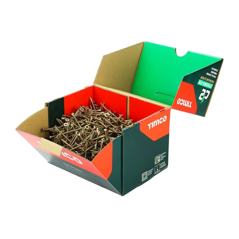 TIMCO – C2 Strong-Fix Multi-Purpose Premium Screws – Double Countersunk – Gold – Dual Angle Thread for Ultimate Performance –...
