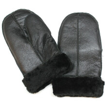 (L) Handmade Leather unisex sheepskin warm mittens