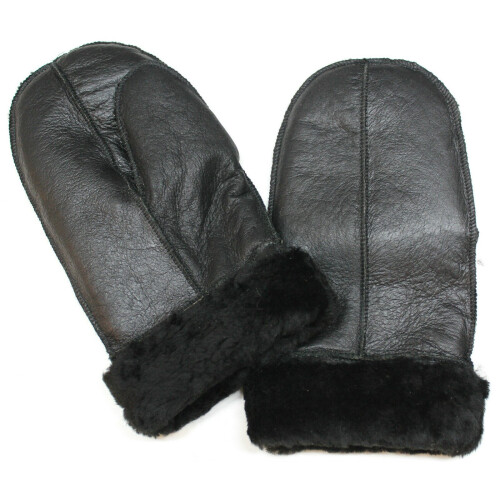 (L) Handmade Leather unisex sheepskin warm mittens