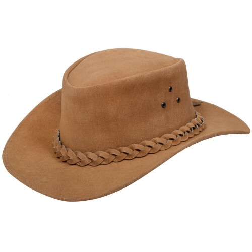(L) Australian Cowboy Suede Leather Aussie Bush Hat
