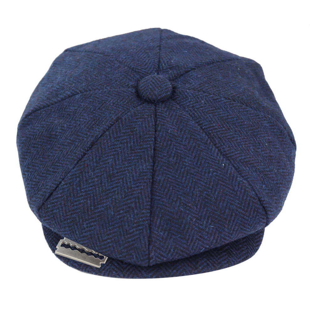 (L) Men Peaky Blinders Flat Baker Hat With Razor Blade