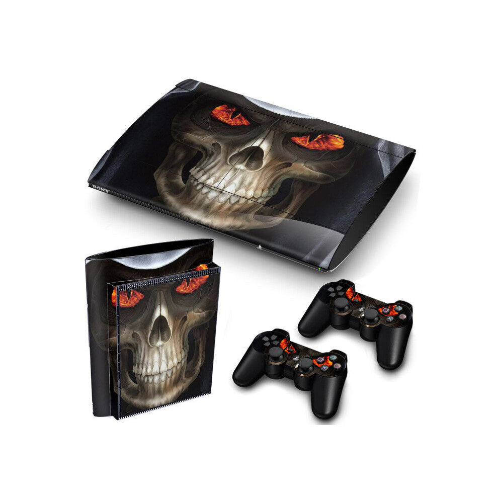 (Skull Eyes) Ps3 Super Slim Pvc Skin For Console + Controllers Red 5060322874715