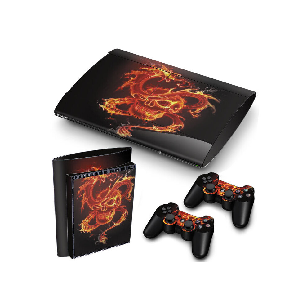 (Fire Dragon Skull) Ps3 Super Slim Pvc Skin For Console + Controllers 5060406876376