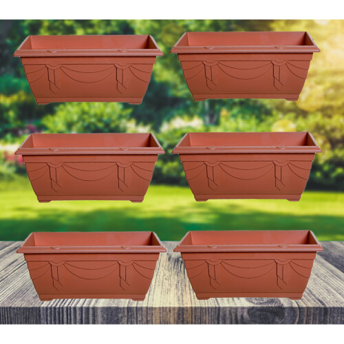 6 Venetian Window Box Trough Planters Small 40cm Terracotta Colour