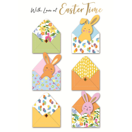 Love At Easter Time Rabbits Hand-Finished Easter Card Autograph Greeting Cards 1