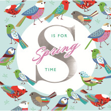 S Is For Spring Time Foiled Birds Easter Greeting Card Motif Range Cards