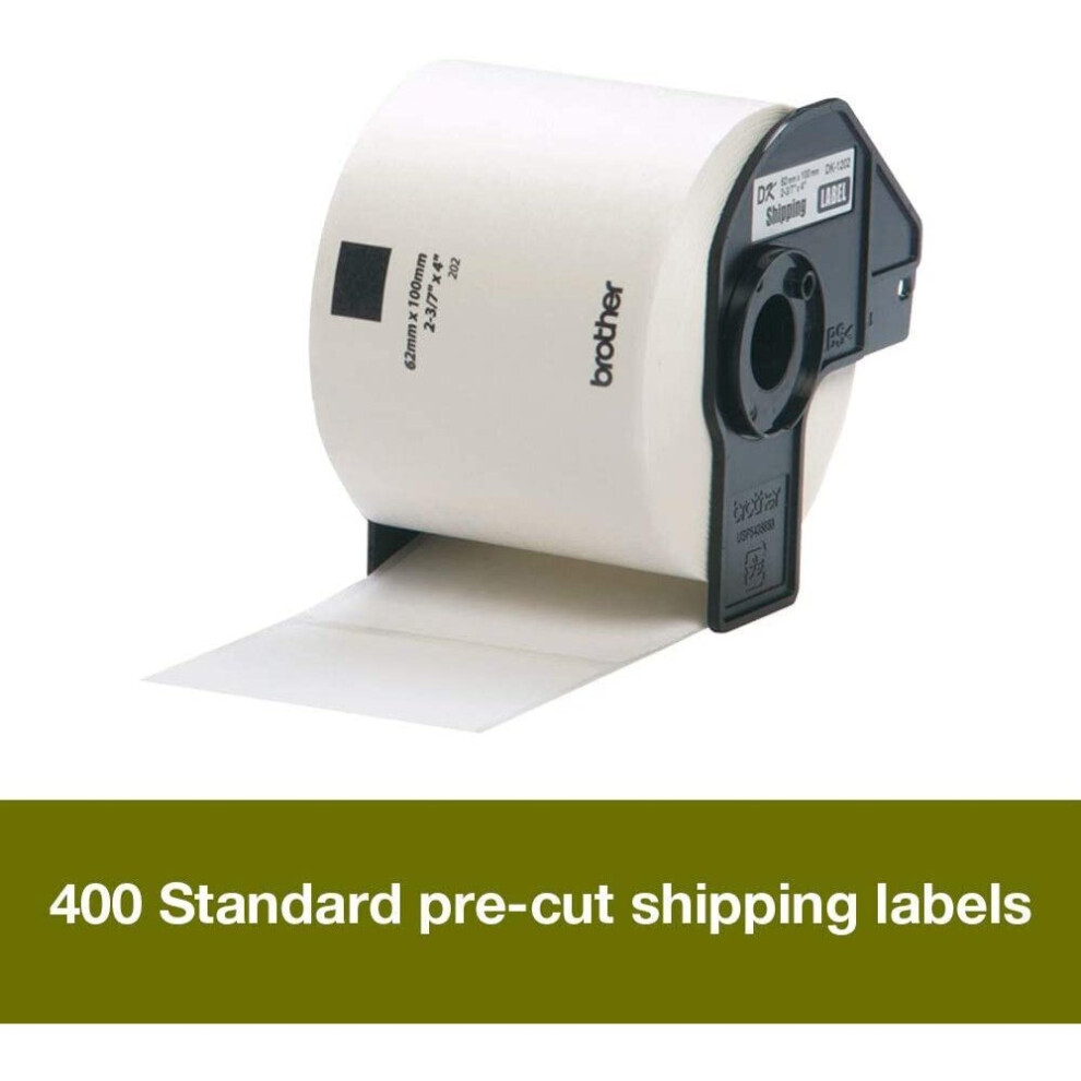 Brother DK-11202 Label Roll, Shipping Labels, Black on White, 300 Labels, 62 mm (W) x 100 mm (L), Brother Genuine Supplies