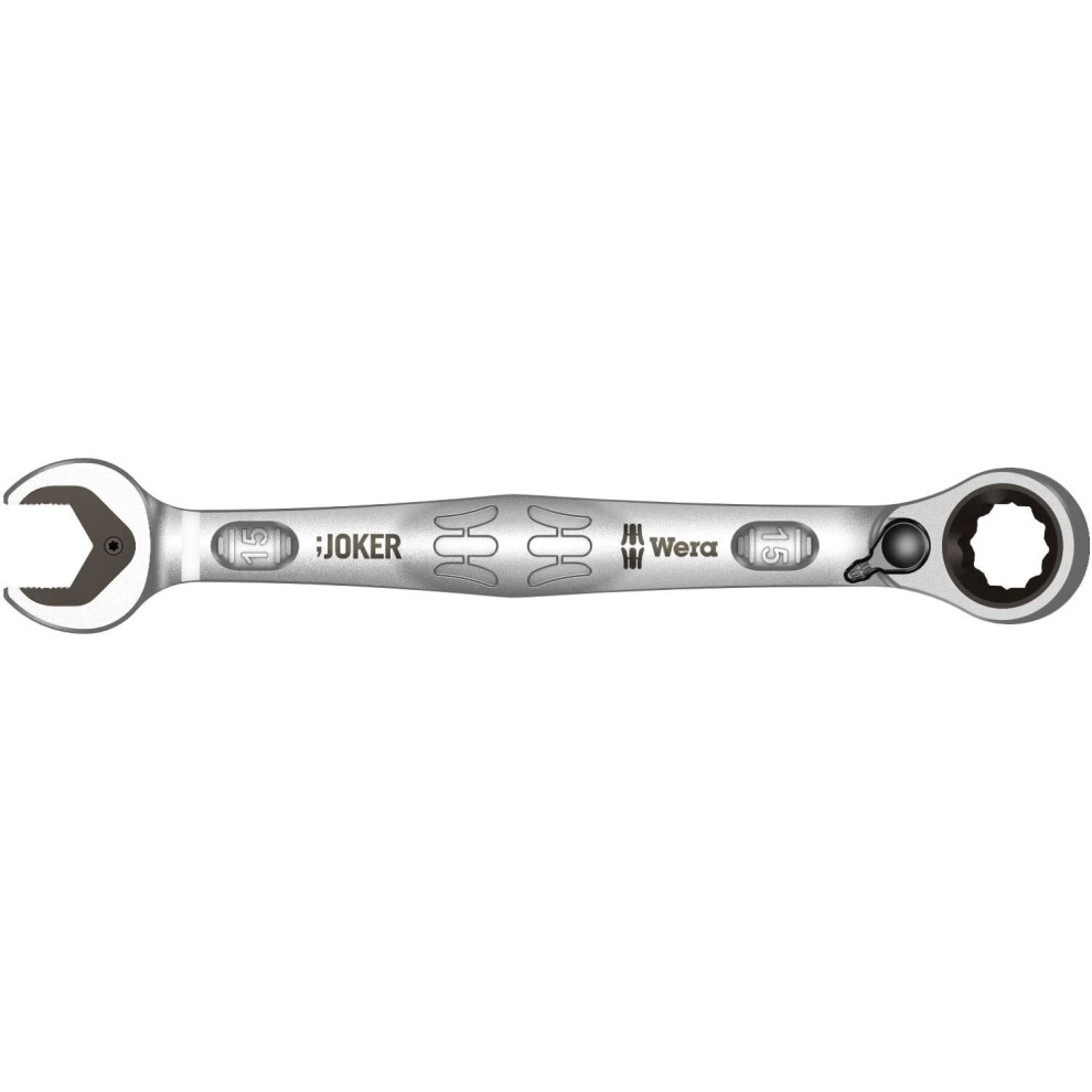 Wera 05020070001 Ratcheting Combination Wrench Joker Reversible 15x199mm, White, 15 mm