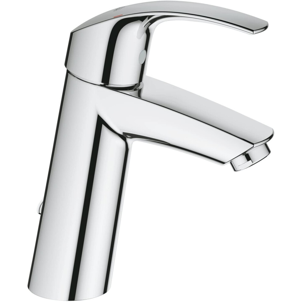 GROHE 23323001 Eurosmart Basin Tap with Retractable Chain, Medium High Spout