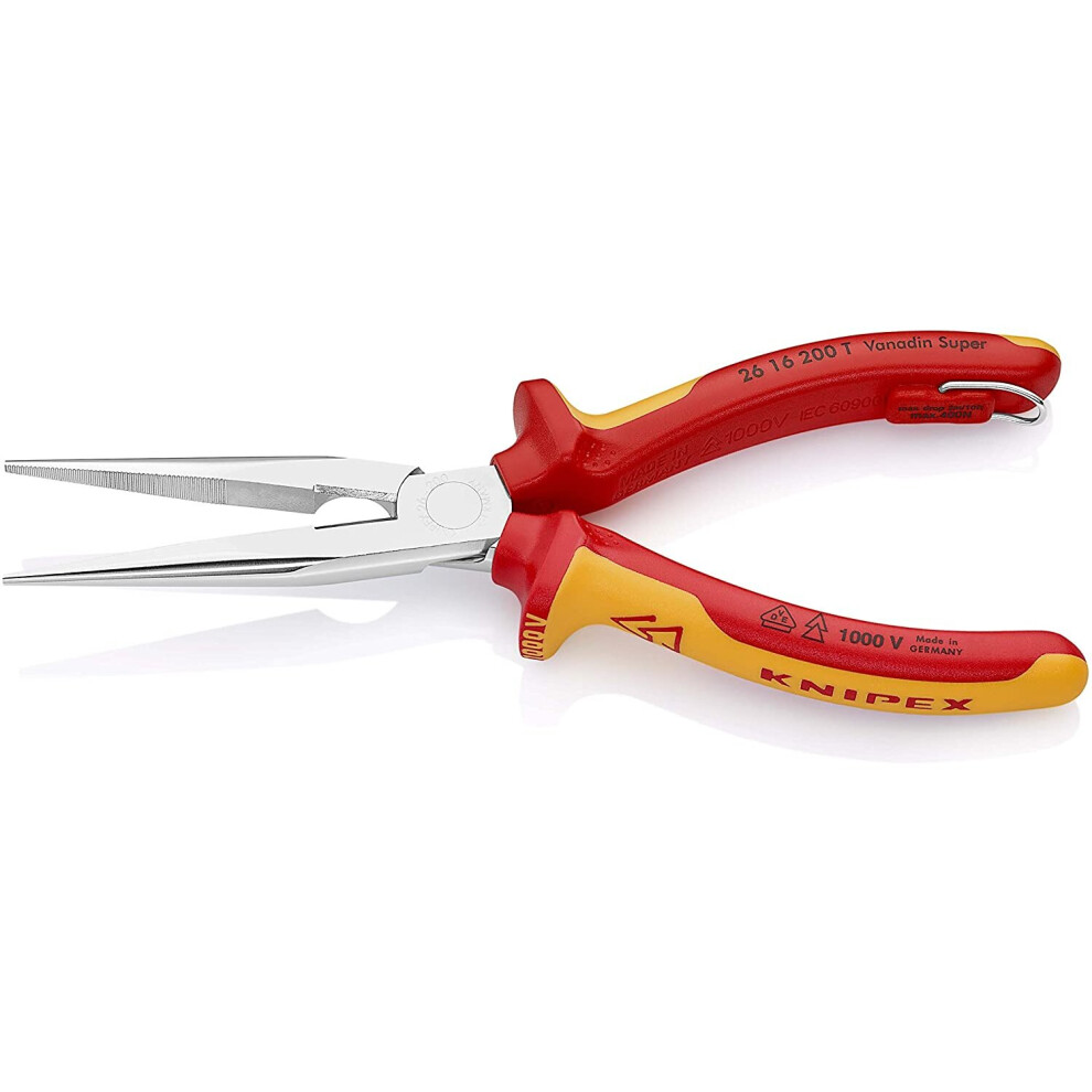 KNIPEX Snipe Nose Side Cutting Pliers (Stork Beak Pliers) 1000V-insulated (200 mm) 26 16 200 T