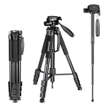 Neewer Portable 70 inches/177 centimeters Aluminium Alloy Camera Tripod Monopod with 3-Way Swivel Pan Head,Bag for DSLR Camera,DV Video Camcorder,Load