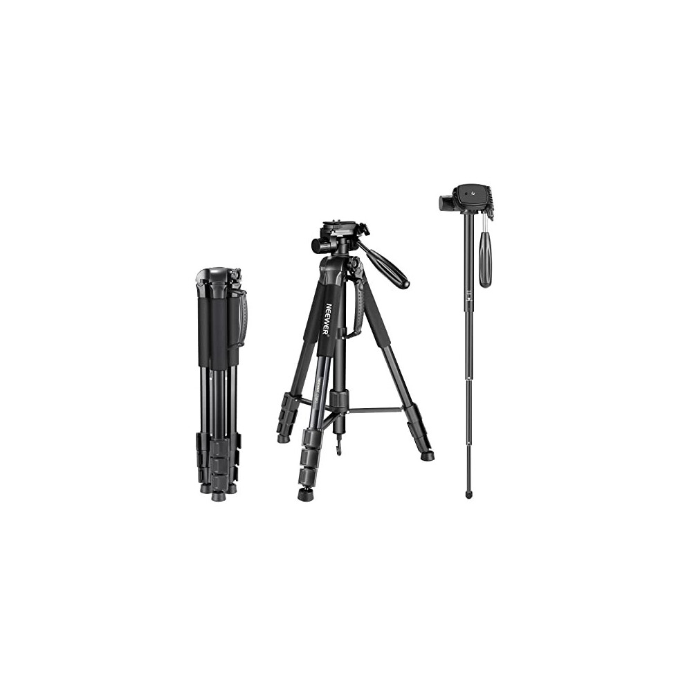 Neewer Portable 70 Inches/177 Centimeters Aluminium Alloy Camera Tripod Monopod With 3-Way Swivel Pan Head,Bag For Dslr Camera,Dv Video Camcorder,Load