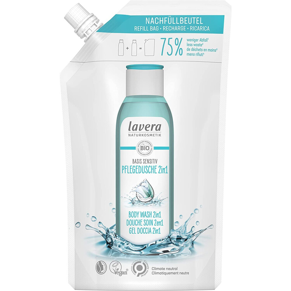 Visit-The-Lavera-Store Lavera Refill Bag Shower Basic Sensitive 2-In-1 - Organic Aloe Vera & Vegetable Keratin - Natural Cosmetics - Vegan - Shower...