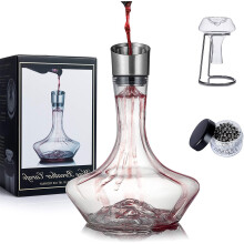 YouYah Iceberg Wine Decanter Set with Aerator Filter,Drying Stand and Cleaning Beads,Red Wine Carafe,Wine Aerator,Wine Gift,100% Hand Blown Lead-free