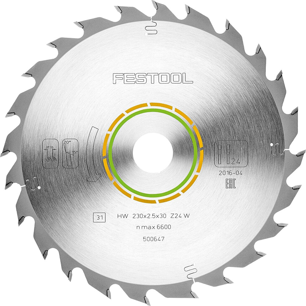 Festool 500647 Standard Saw Blade 230X2,5X30 W24, Multi-Colour