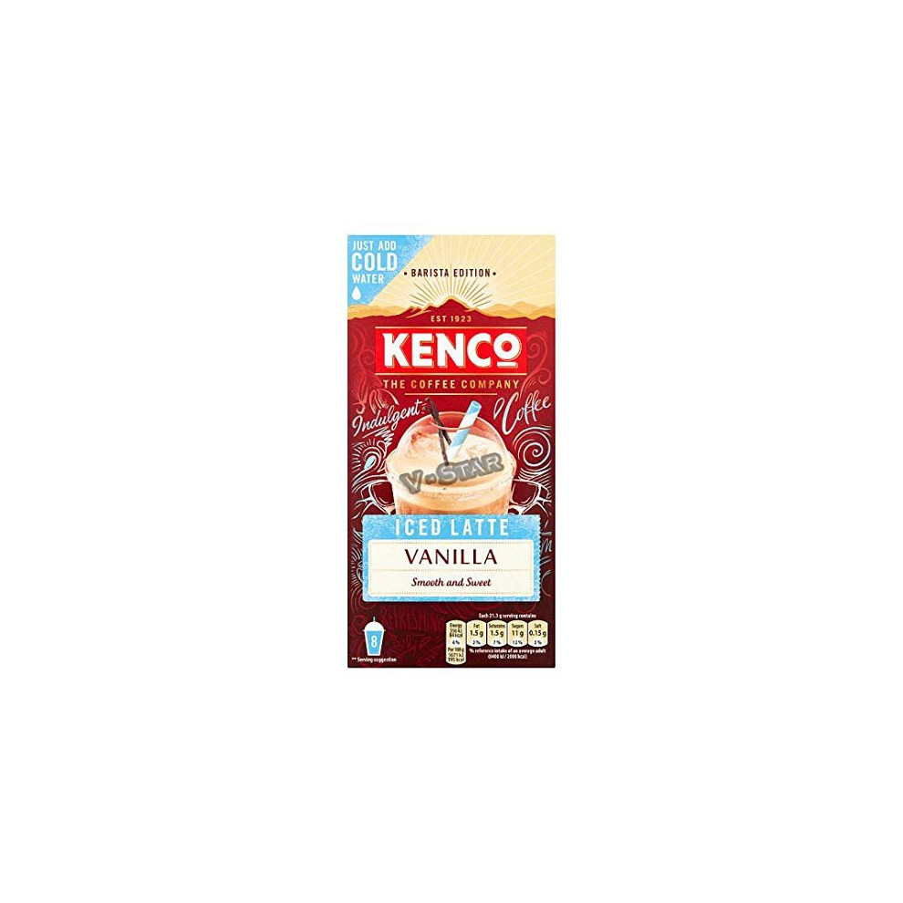 Kenco Instant Coffee Iced & Hot Packs - 8 Sachets (Iced Latte Vanilla)