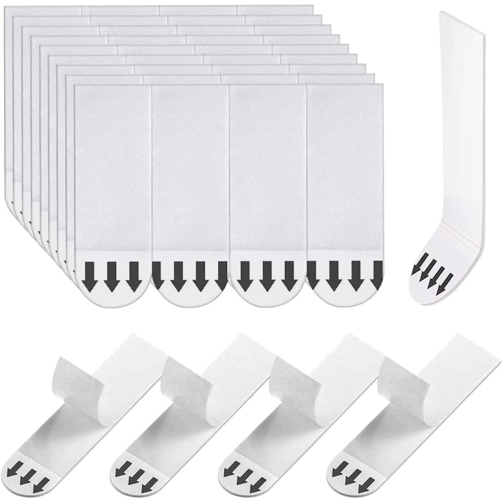 40Pcs No Nails Picture Hanging Strips, Double Sided Adhesive Sticky Hook Loop Mounting Removable White Refill Strips...