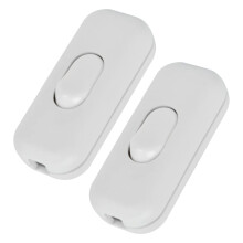 2 Pack Torpedo Switch 6Amp Inline Cord for Small Appliance or Lamp Flat Wire Light Bulb Switch White