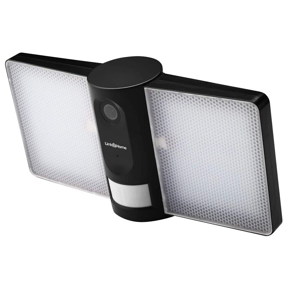 Link2Home Outdoor Floodlight with Camera, Alarm, and PIR – FloodlightCam Motion Sensor Home Security in the Garden, Garage, Car Park