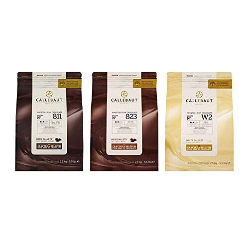 Callebaut Callebaut, Dark, Milk & White chocolate chips (3 x 2.5kg Bundle)